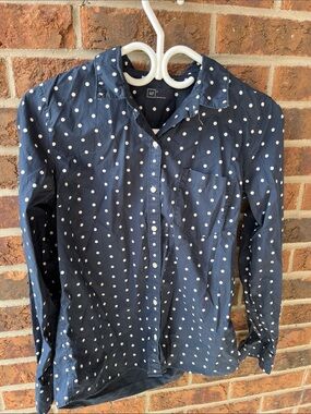 GAP Navy Blue Polka Dot Button-Up Shirt